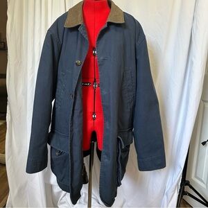 Lands' End Navy Jacket with Tan Collar